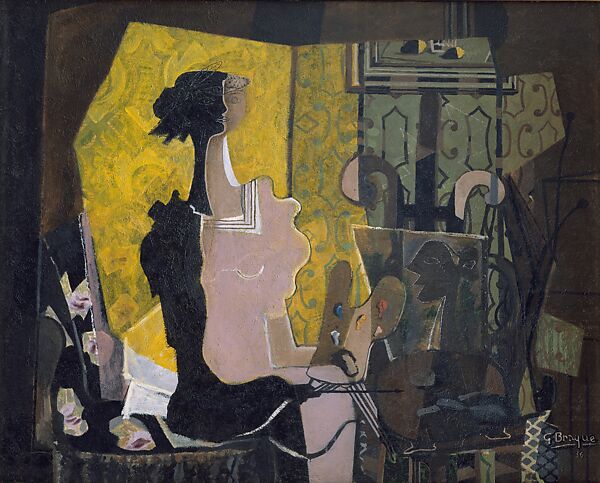 Woman Seated at an Easel, Georges Braque (French, Argenteuil 1882–1963 Paris), Oil with sand on canvas 