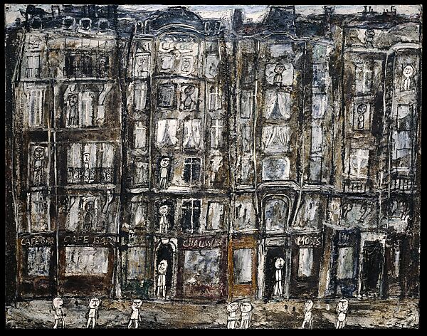 Apartment Houses, Paris, Jean Dubuffet (French, Le Havre 1901–1985 Paris), Oil with sand and charcoal on canvas 