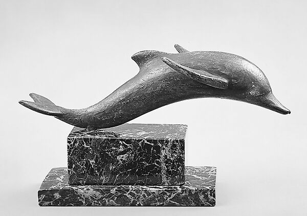 Maquette for Dolphin Fountain, Gaston Lachaise (American (born France) Paris 1882–1935 New York), Wood, painted, gilt 