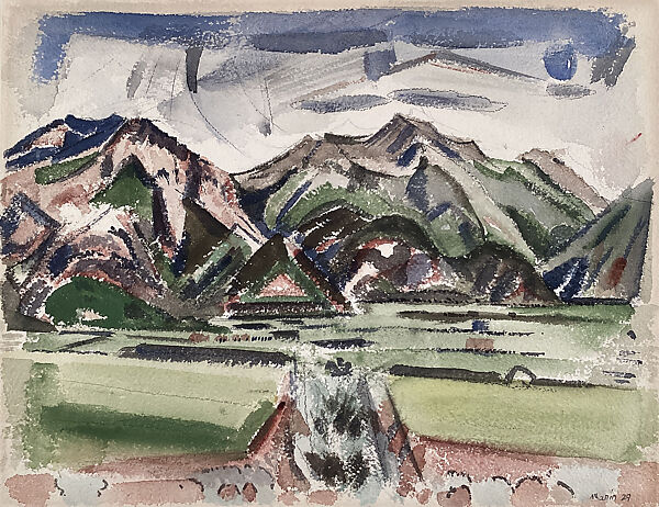 New Mexico Landscape (recto); Mountains (verso), John Marin (American, Rutherford, New Jersey 1870–1953 Cape Split, Maine), Watercolor, charcoal, and graphite on paper (recto); charcoal on paper (verso) 