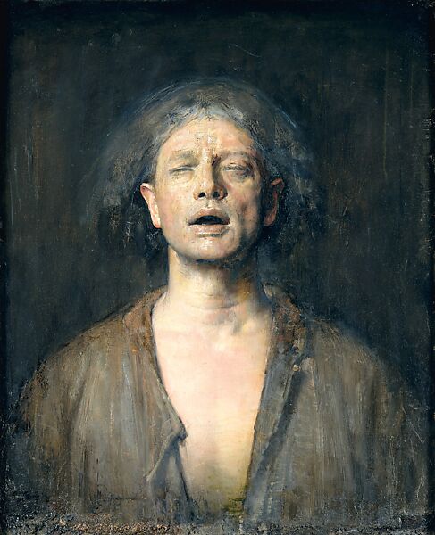 Self-Portrait with Eyes Closed, Odd Nerdrum (Norwegian, born Hälsingborg 1944), Oil on canvas 
