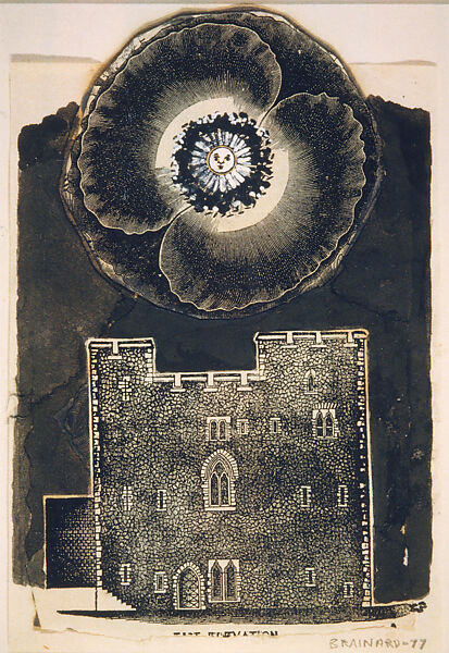 Flower Castle, Joe Brainard (American, Salem, Arkansas 1942–1994 New York), Collage of cut printed papers and cut and torn papers and opaque watercolor on paper mounted on board 