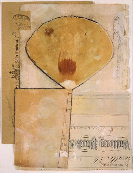 Collage with Pressed Poppy, Joe Brainard (American, Salem, Arkansas 1942–1994 New York), Collage of cut printed papers, flower petal and opaque watercolor, graphite and ink on paper 