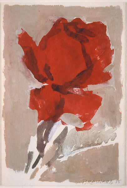 Red Rose on a Mauve Background, Joe Brainard (American, Salem, Arkansas 1942–1994 New York), Opaque watercolor on paper 