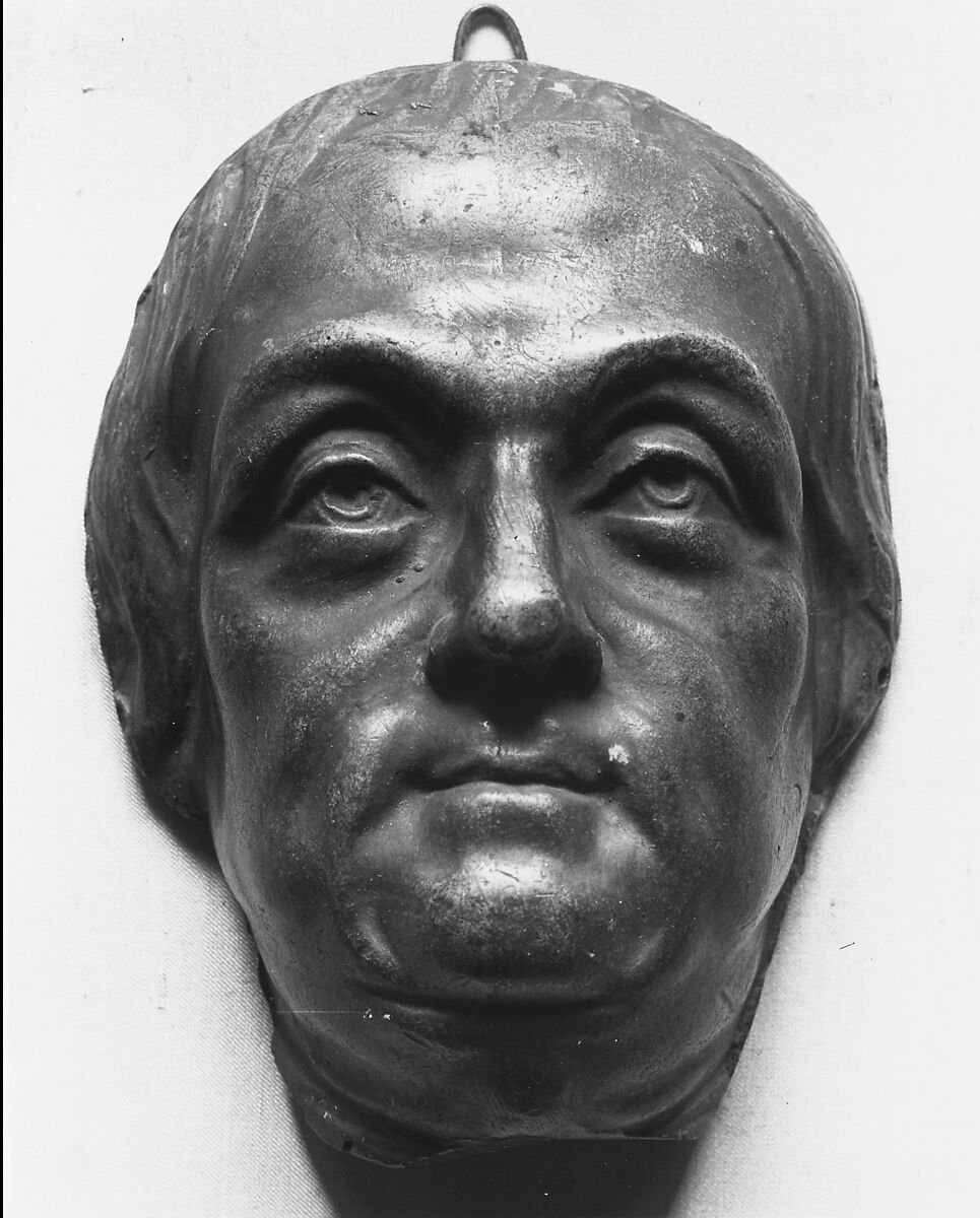 Mask Cast of Benjamin Franklin, Painted plaster 