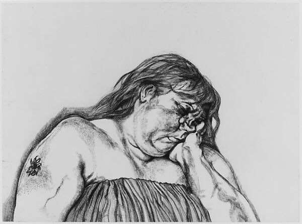 Woman with an Arm Tattoo, Lucian Freud (British (born Germany), Berlin 1922–2011 London), Etching 