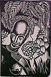 African Headdress, from ¦Hale Woodruff: Selections from the Atlanta Period 1931–1946¦, Hale Woodruff (American, 1900–1980), Linocut on Chine collé 