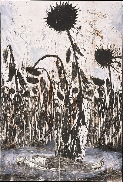 Untitled, Anselm Kiefer (German, born Donaueschingen, 1945), Woodcut, shellac and acrylic on paper on canvas 