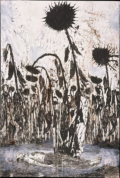 Untitled, Anselm Kiefer  German, Woodcut, shellac and acrylic on paper on canvas