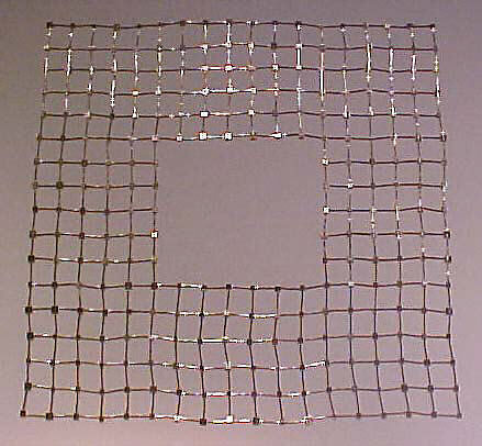 "Hard Grid" Neckpiece, Flora Book (American, born Perth Amboy, New Jersey, 1926), Silver, monofilament 