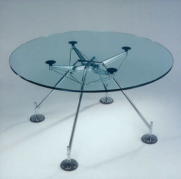"Nomos" Table, Sir Norman Foster (British, born 1935), Glass, stainless steel, rubber 