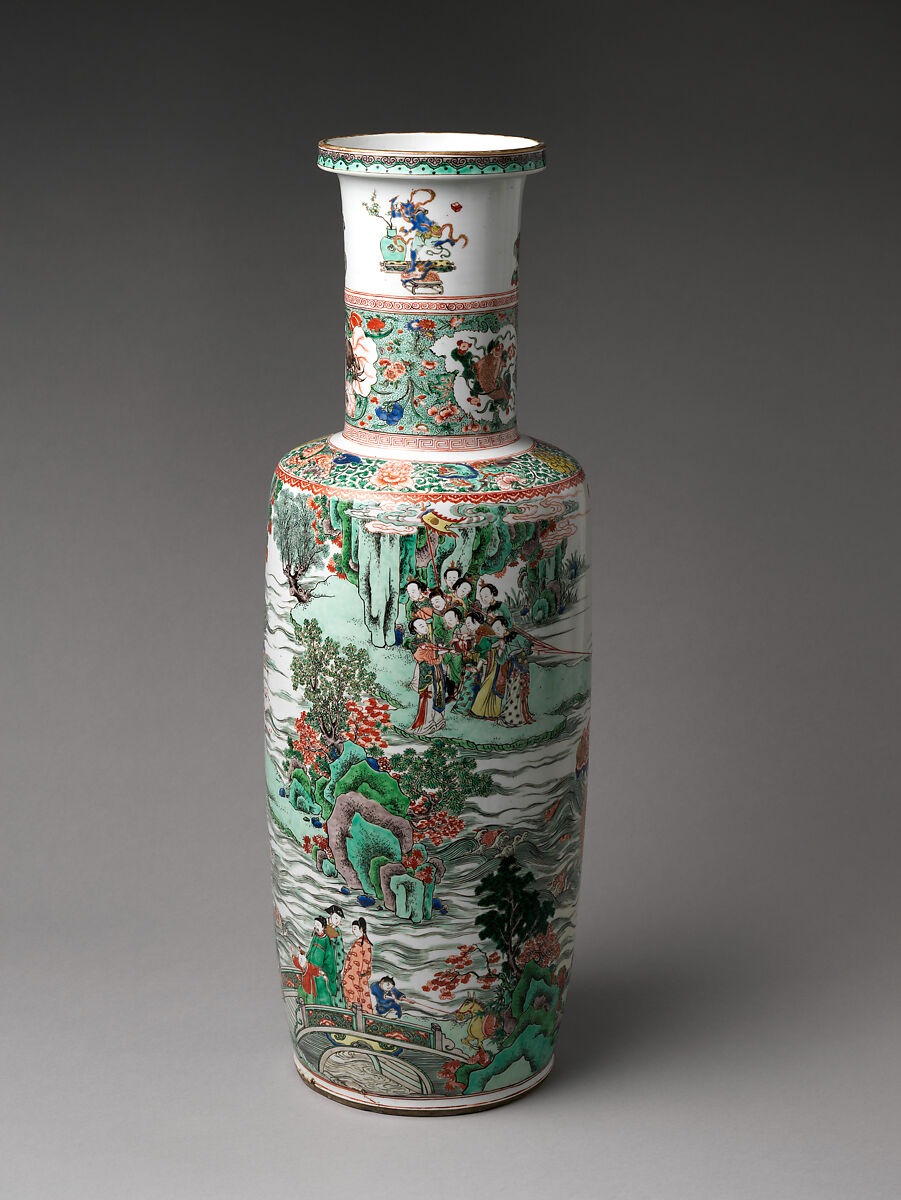 Vase with Scene from the Dragon Boat Festival, Porcelain painted with colored enamels over transparent glaze (Jingdezhen ware), China