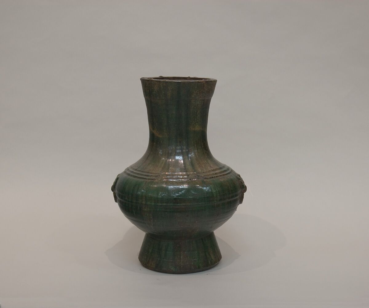 Wine container (hu), Earthenware with lead green glaze, China 