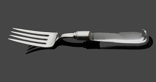 Fork, Frederick Carder (American (born England) Brierley, Staffordshire, England 1863–1963 Corning, New York), Silver-plate, glass 
