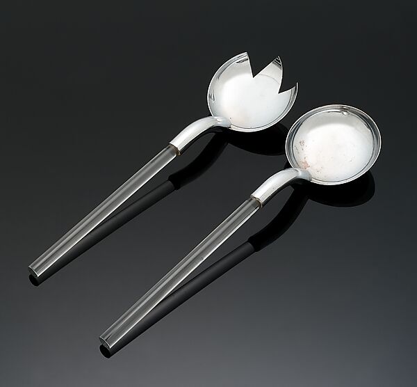 Salad fork, Russel Wright (American, Lebanon, Ohio 1904–1976 New York), Chrome-plated metal and glass