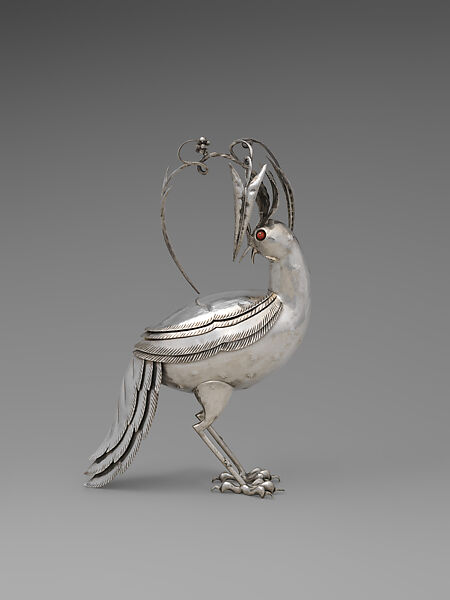 Bird-shaped box, Dagobert Peche (Austrian, St. Michael im Lungau 1887–1923 Mödling bei Wien), Silver, coral, Austrian