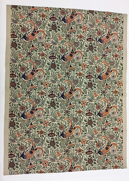 Textile sample, Unknown Designer, Printed linen, French 