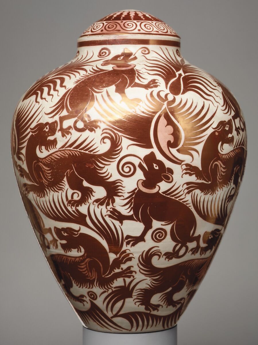 Vase with cover, William De Morgan  British, Pottery