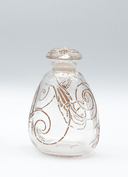 "Capricornes" (Capricorn Beetles) Bottle with Stopper, René-Jules Lalique (French, Aÿ 1860–1945 Paris), Glass, French 