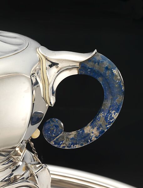 Coffeepot, Jean E. Puiforcat (French, Paris 1897–1945 Paris), Silver, lapis lazuli, and ivory, French