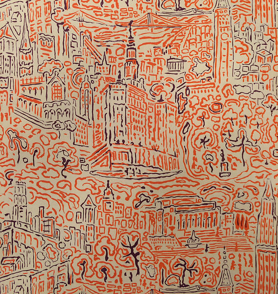 "The Skyline of New York", Hazel Burnham Slaughter (American, Hartford, Connecticut 1888–1979 Stamford, Connecticut), Silk