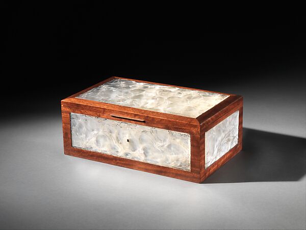 "Monnaie du pape" Coffer, René-Jules Lalique (French, Aÿ 1860–1945 Paris), Glass, silver leaf, amaranth, brass, French 