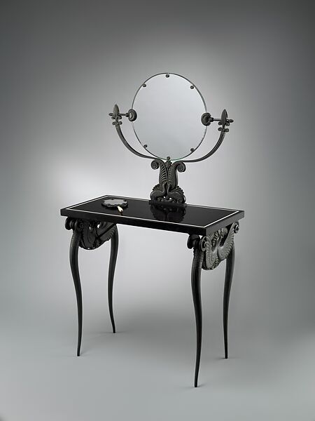 Dressing Table, Armand-Albert Rateau (French, Paris 1882–1938 Paris), Bronze, basalt, mirror glass 