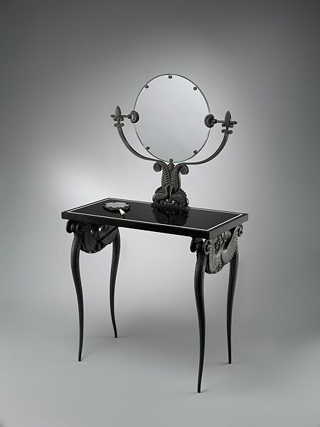 Dressing Table, Armand-Albert Rateau  French, Bronze, basalt, mirror glass