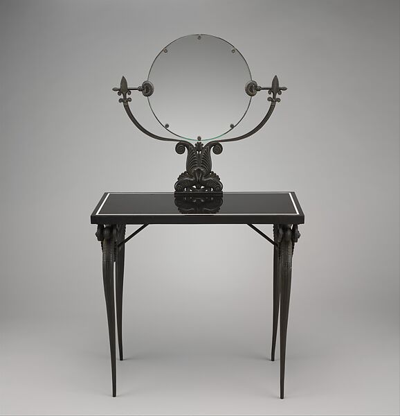 Dressing Table, Armand-Albert Rateau (French, Paris 1882–1938 Paris), Bronze, basalt, mirror glass