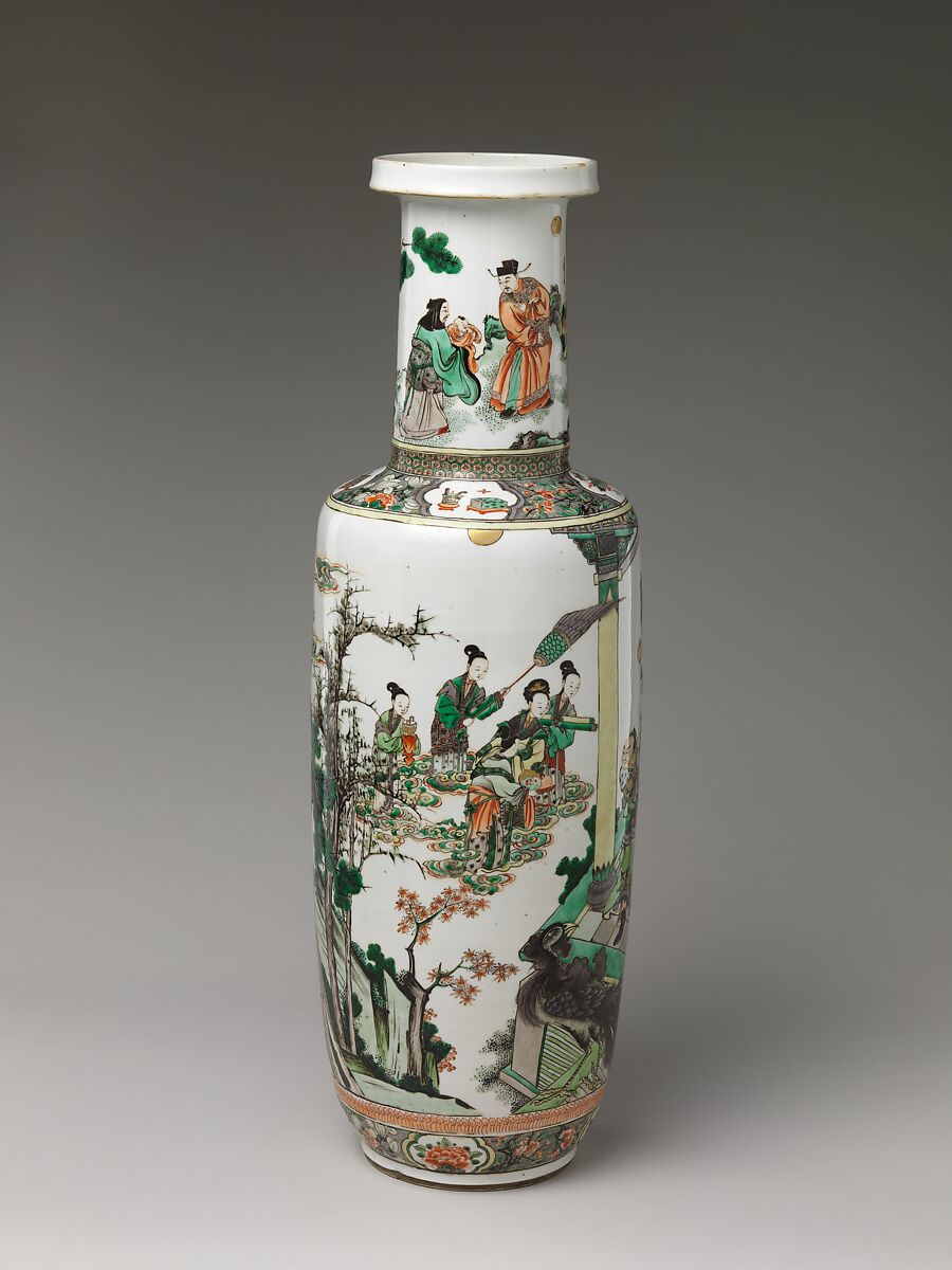Vase with Immortals Offering the Peaches of Longevity, Porcelain, overglaze enamels, China 