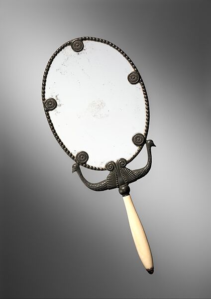 Hand Mirror, Armand-Albert Rateau (French, Paris 1882–1938 Paris), Bronze, ivory, mirror glass, French 