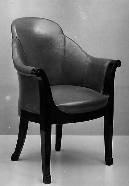 Desk Chair, Louis Süe (French, Bordeaux 1875–1968 Paris), Ebonized wood (possibly walnut or beech), pigskin