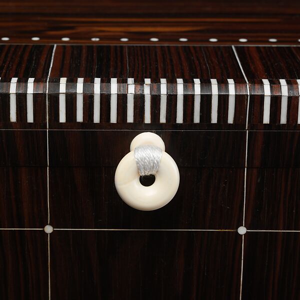 "Fuseaux" Cabinet, Emile-Jacques Ruhlmann (French, Paris 1879–1933 Paris), Macassar ebony, ivory, silk, silvered bronze