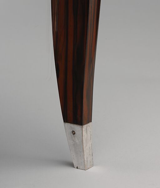 "Drouant" Side Chair, Emile-Jacques Ruhlmann (French, Paris 1879–1933 Paris), Macassar ebony, silvered bronze, modern silk upholstery