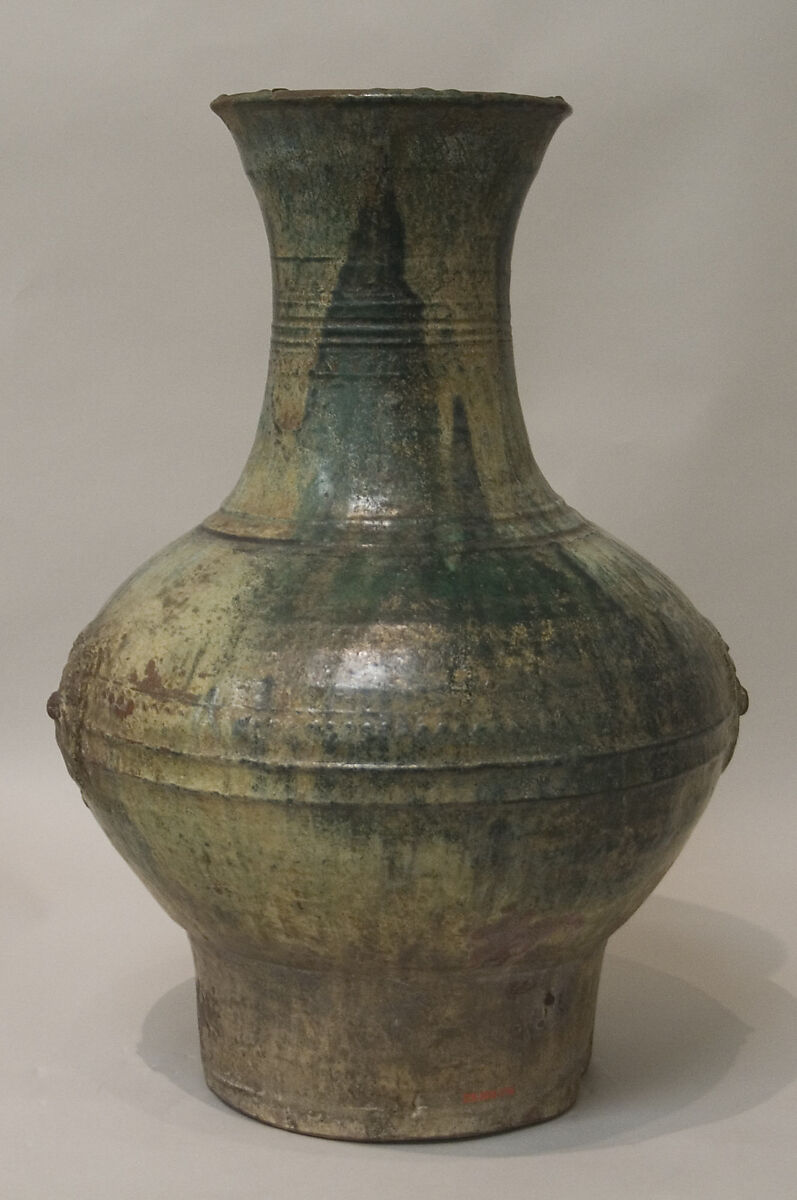 Wine container (hu), Earthenware with lead green glaze, China 