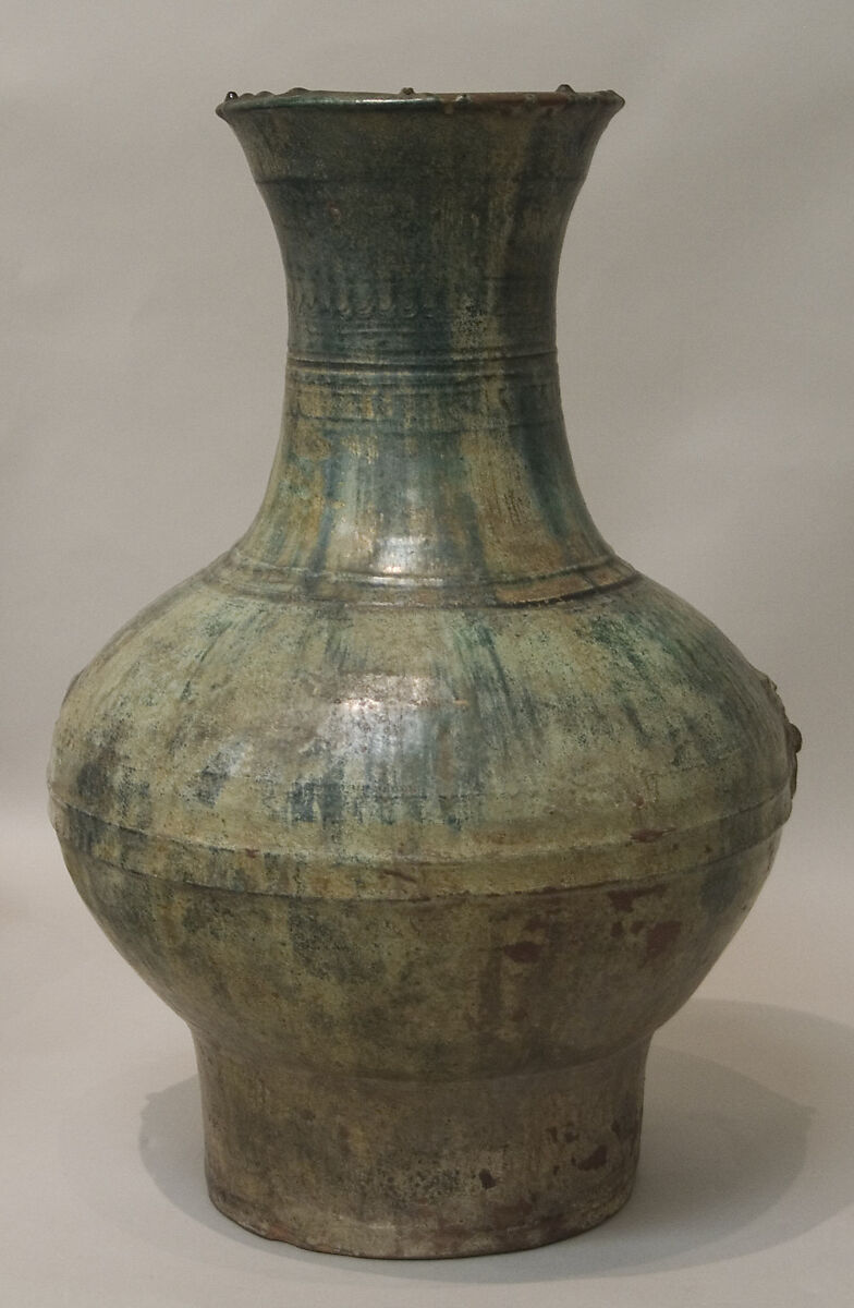 Wine container (hu), Earthenware with lead green glaze, China