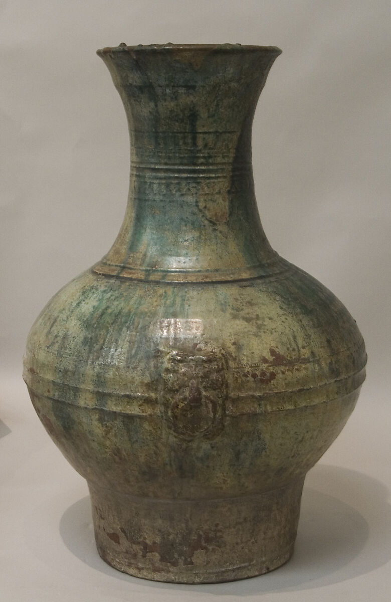 Wine container (hu), Earthenware with lead green glaze, China