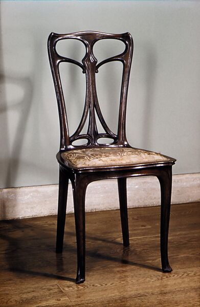 Side chair, Edward Colonna (German, Mulheim an der Ruhr 1862–1948 Nice), Palisander, damask upholstery 