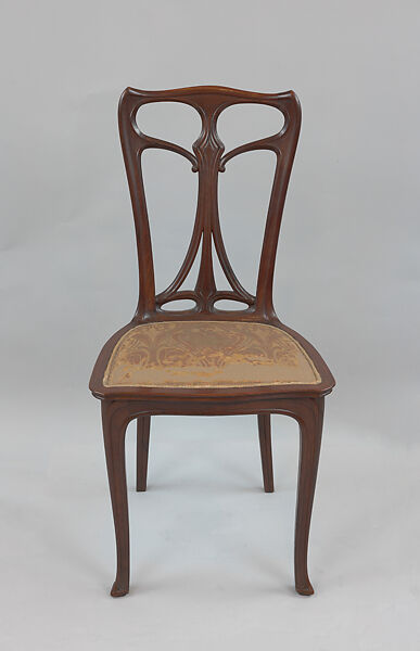 Side chair, Edward Colonna (German, Mulheim an der Ruhr 1862–1948 Nice), Palisander, damask upholstery 