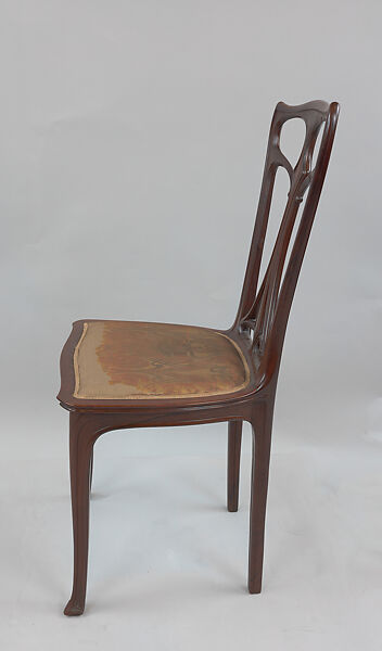 Side chair, Edward Colonna (German, Mulheim an der Ruhr 1862–1948 Nice), Palisander, damask upholstery