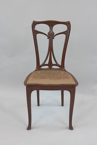 Side chair, Edward Colonna (German, Mulheim an der Ruhr 1862–1948 Nice), Palisander, damask upholstery 