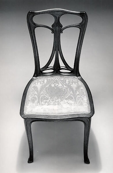 Side chair, Edward Colonna (German, Mulheim an der Ruhr 1862–1948 Nice), Palisander, damask upholstery 