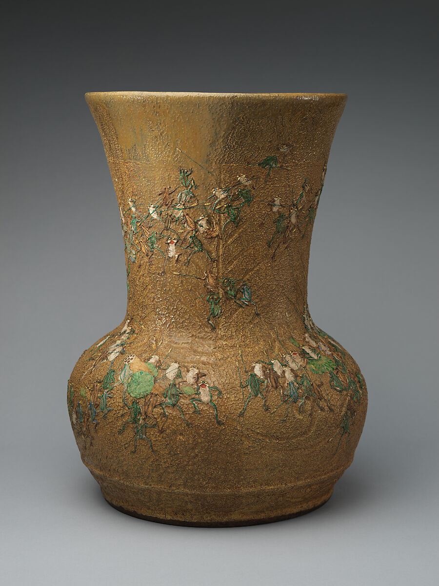 Large Jar, Pottery decorated in polychrome enamels (Agano ware), Japan