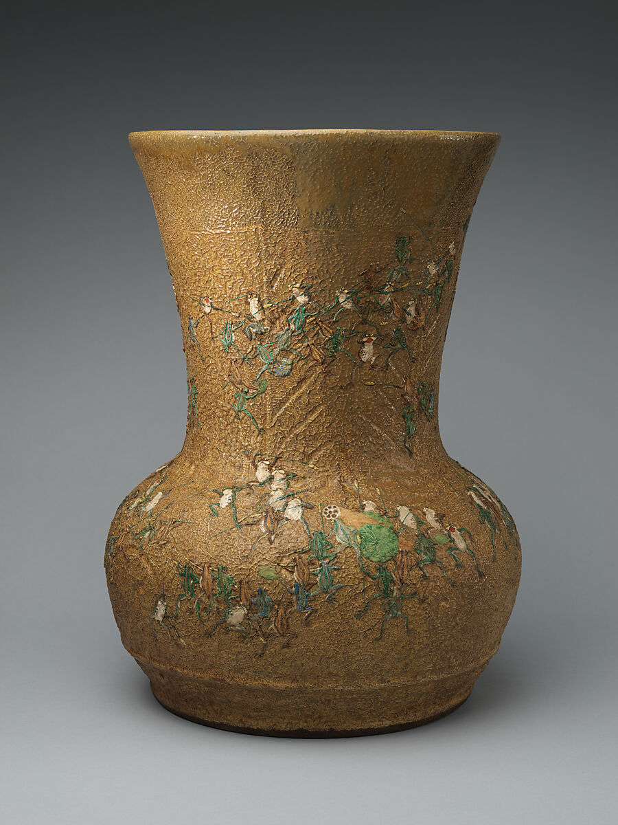Large Jar, Pottery decorated in polychrome enamels (Agano ware), Japan