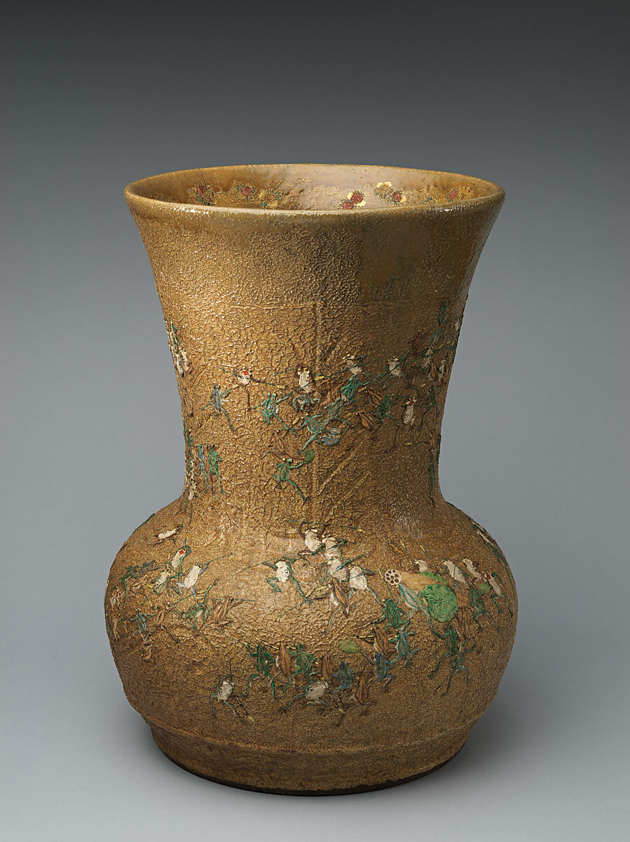 Large Jar, Pottery decorated in polychrome enamels (Agano ware), Japan