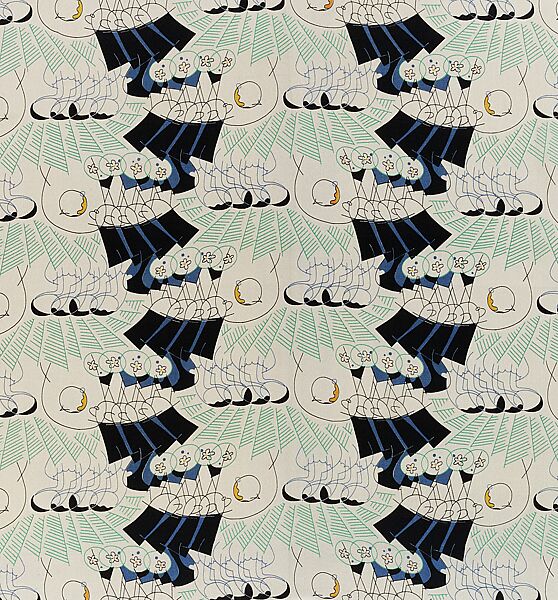 "Americana Print: Gentlemen Prefer Blondes" Textile, Ralph Barton (American, Kansas City, Missouri 1891–1931 New York), Printed silk 