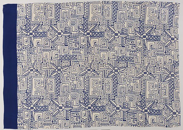 "Americana Print: Mayan" Textile, Charles B. Falls (American, Fort Wayne, Indiana 1874–1960 New York, New York), Silk 