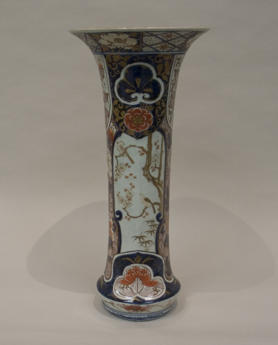 Large Vase, White porcelain decorated with blue under the glaze, iron red and gold (Arita ware, Ko Imari style), Japan 