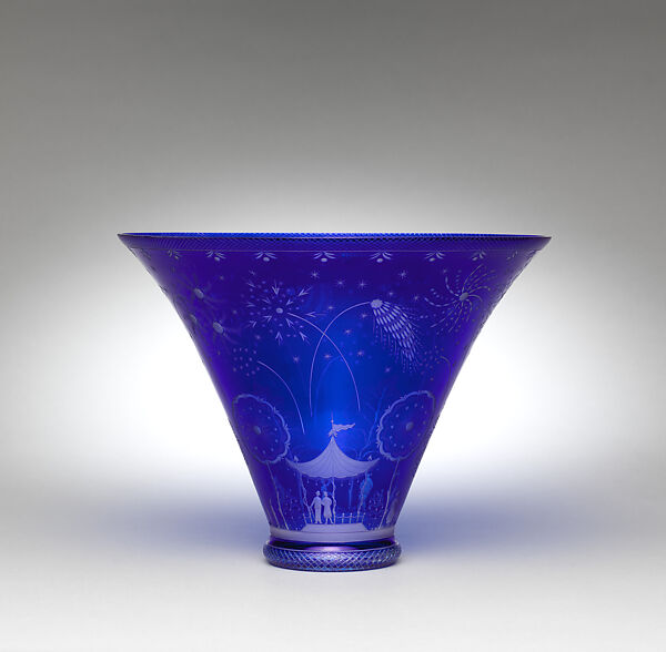 "Fireworks" Vase, Orrefors Glasbruk, Engraved flashed glass 