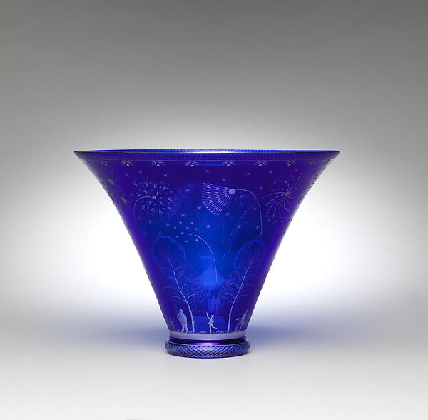 "Fireworks" Vase, Orrefors Glasbruk, Engraved flashed glass
